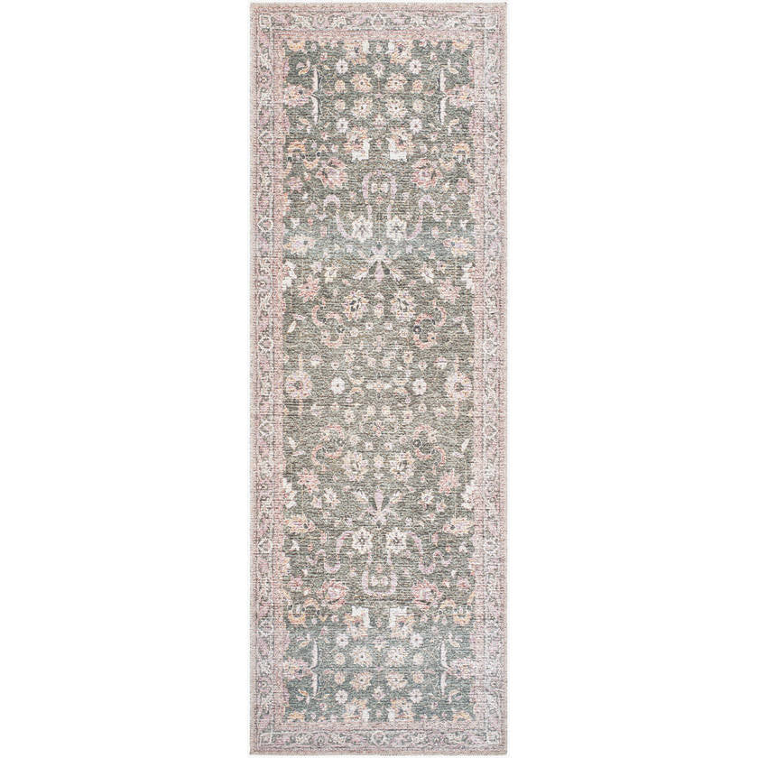 Jacqueleen Traditional Emerald Washable Area Rug