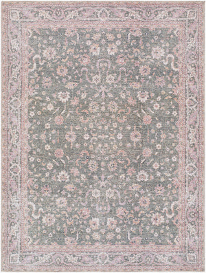Jacqueleen Traditional Emerald Washable Area Rug