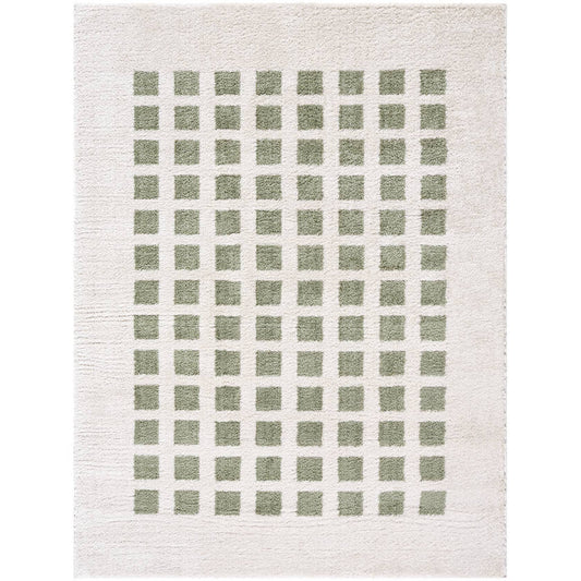 Noam Modern Grass Green Washable Area Rug