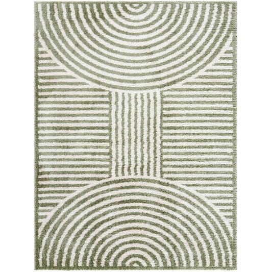Marcela Modern Grass Green Washable Area Rug