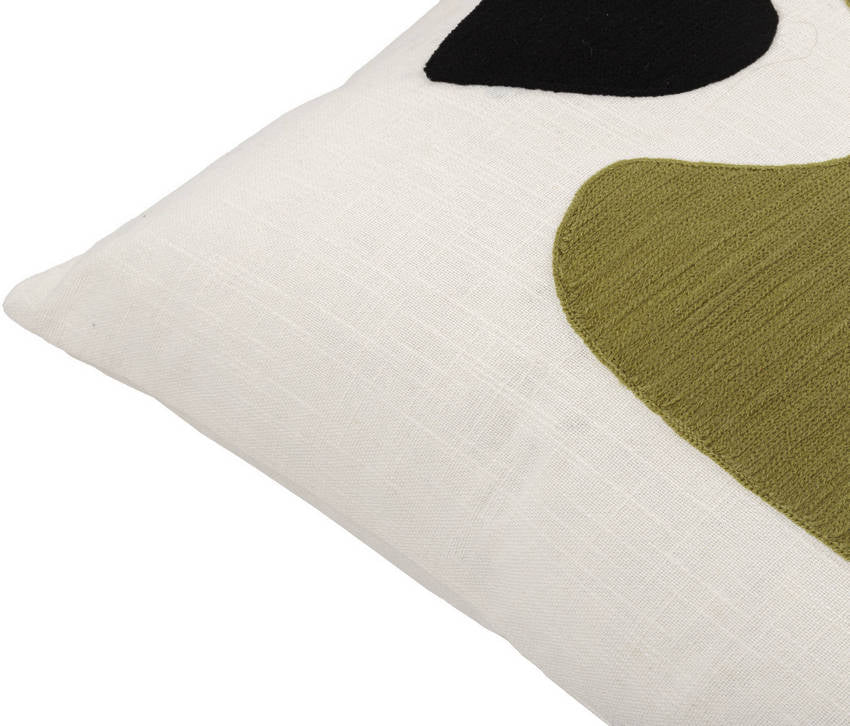 Patria White/Olive Pillow Cover