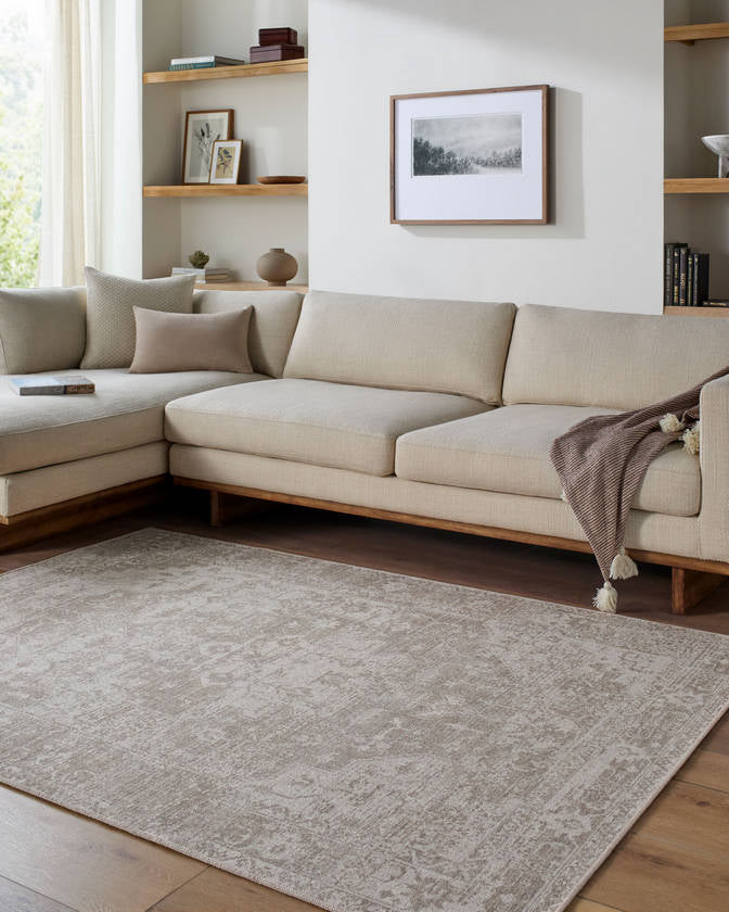 Jerett Traditional Ivory Washable Area Rug