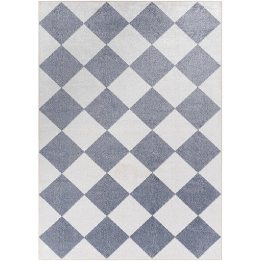 Senior Modern Slate/Ivory Washable Area Rug