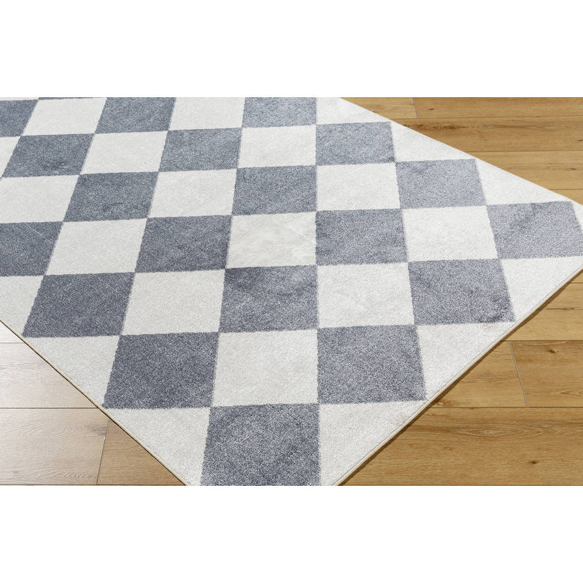 Senior Modern Slate/Ivory Washable Area Rug