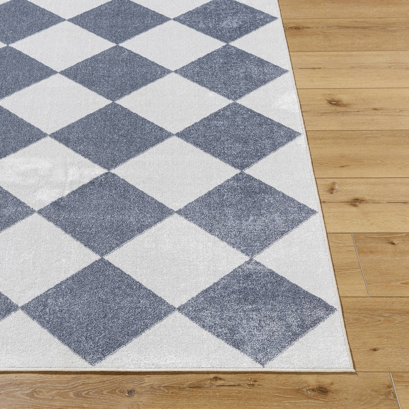 Senior Modern Slate/Ivory Washable Area Rug
