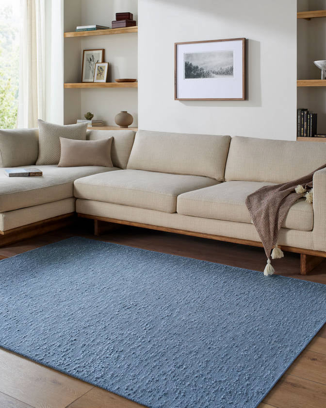 Tracy Cottage Slate Blue Washable Area Rug