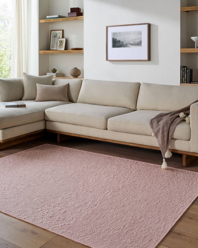 Tracy Cottage Blush Pink Washable Area Rug