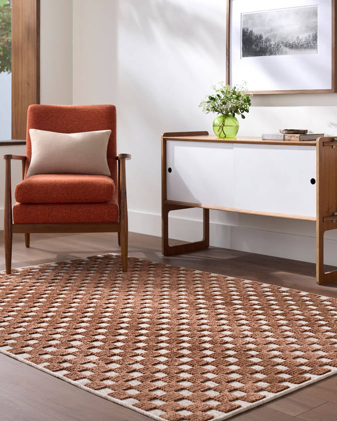 Jozette Modern Rust Washable Area Rug