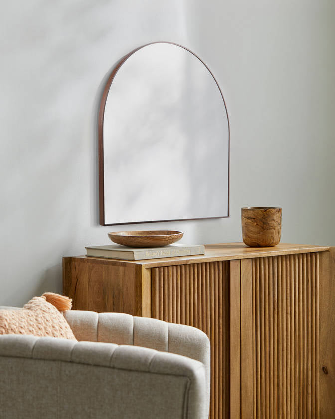 Yumi Modern Dark Brown Wall Mirror