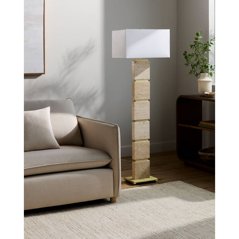Baudilio Traditional Yellow/Brown Floor Lamp