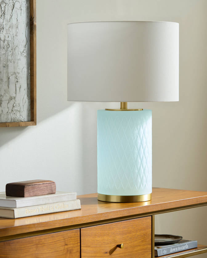 Ned Traditional Ice Blue Table Lamp