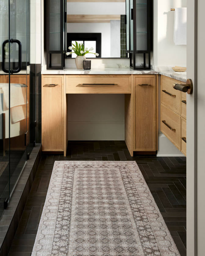 Rainier Cottage Cream/Dark Brown Washable Area Rug - Our PNW Home x Livabliss