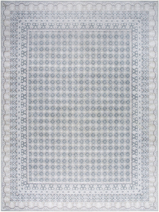 Rainier Cottage White/Pale Blue Washable Area Rug - Our PNW Home x Livabliss