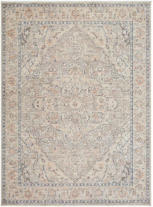 Maria Elena Traditional Taupe/Dark Blue Area Rug - Galey Alix Livabliss