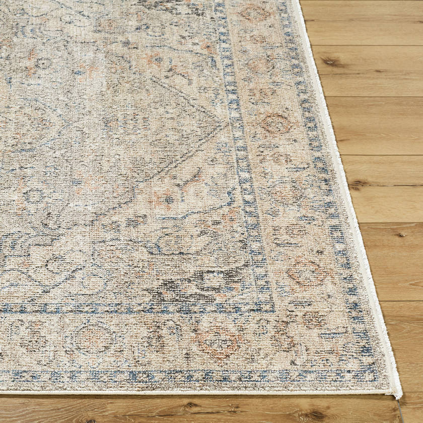 Maria Elena Traditional Taupe/Dark Blue Area Rug - Galey Alix Livabliss