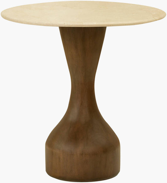 Mila Rose Beige/Dark Brown End Table - Galey Alix x Livabliss