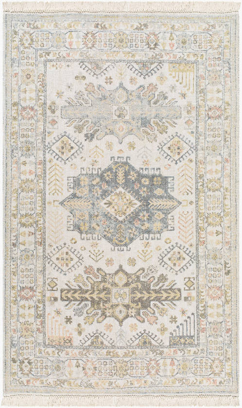 Kjersti Traditional Ivory/Slate Blue Area Rug