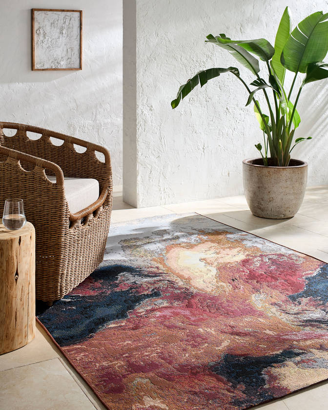 Nazario Coastal Crimson Area Rug