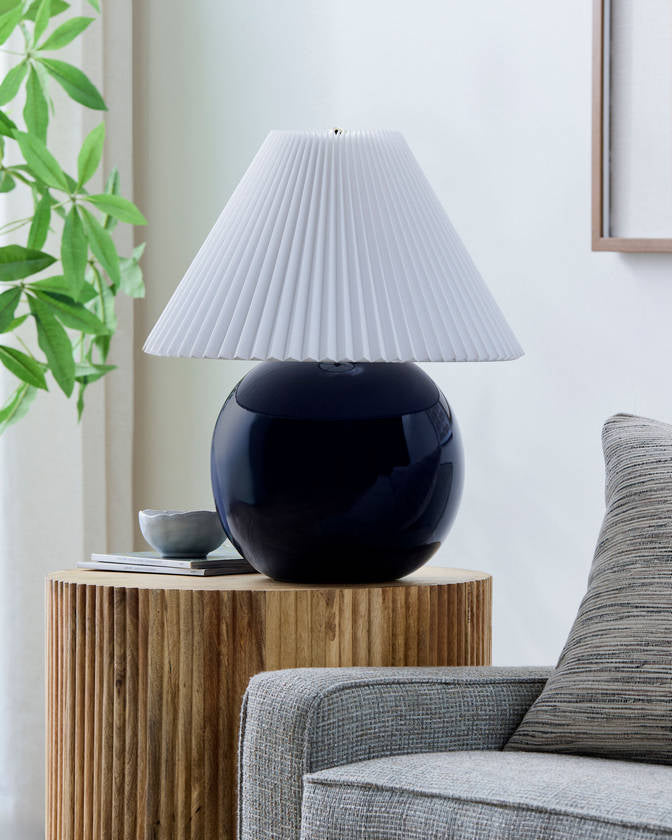 Saundra Traditional Dark Blue Table Lamp