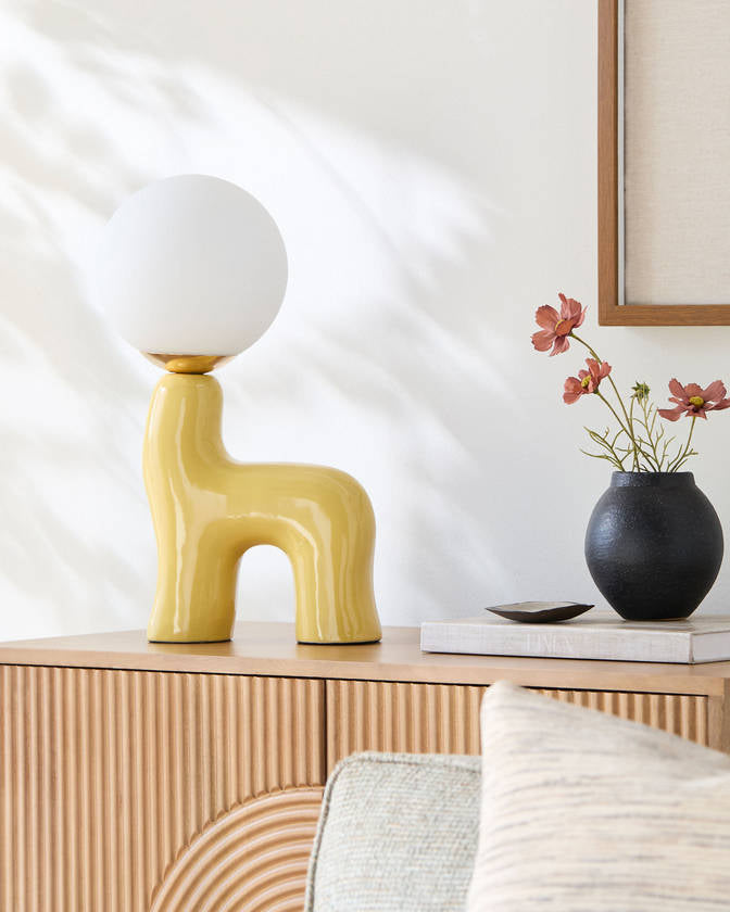 Leslee Cottage Yellow Table Lamp