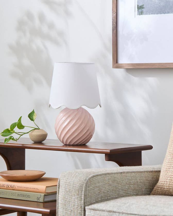 Tyneisha Traditional Pale Pink Table Lamp