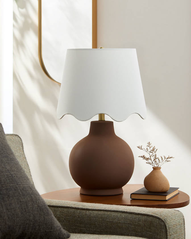Tomothy Traditional Dark Brown/White Table Lamp