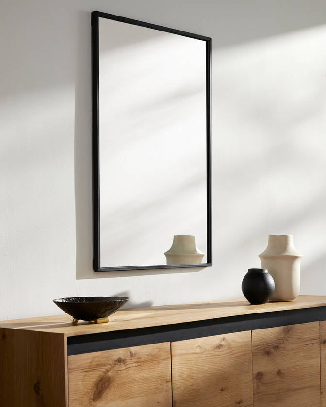 Stickney Modern Black Wall Mirror