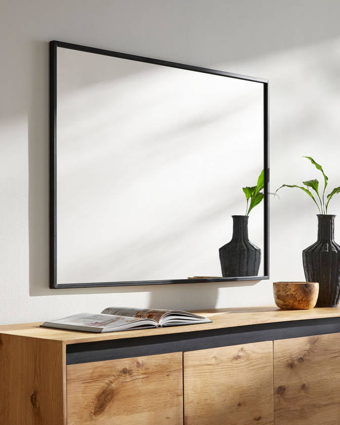 Stickney Modern Black Wall Mirror