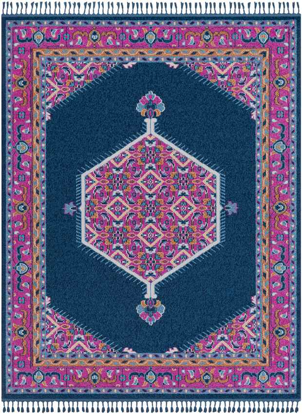 Brenna Traditional Navy Pink Area Rug