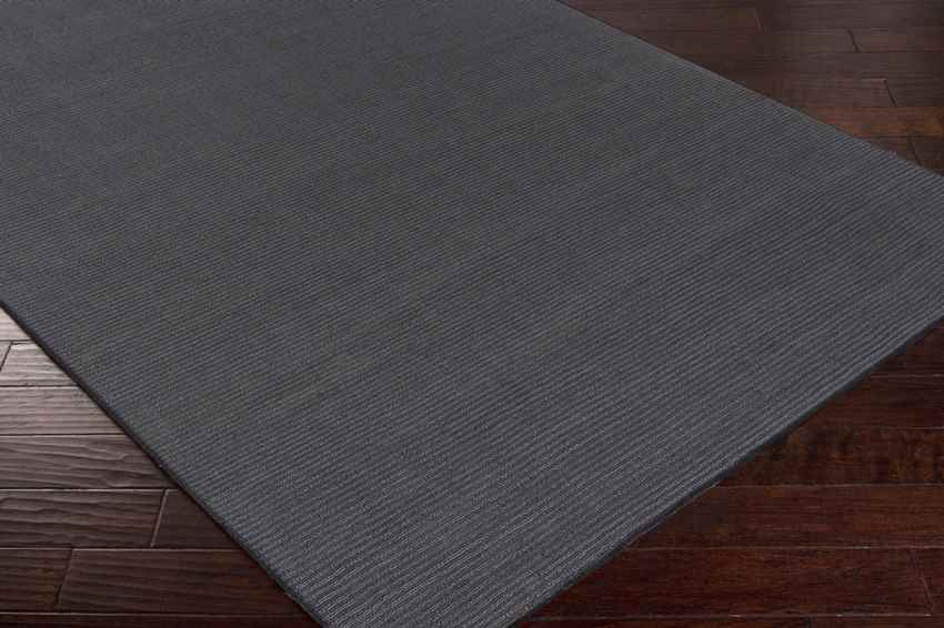 Rennes Solid and Border Charcoal Area Rug