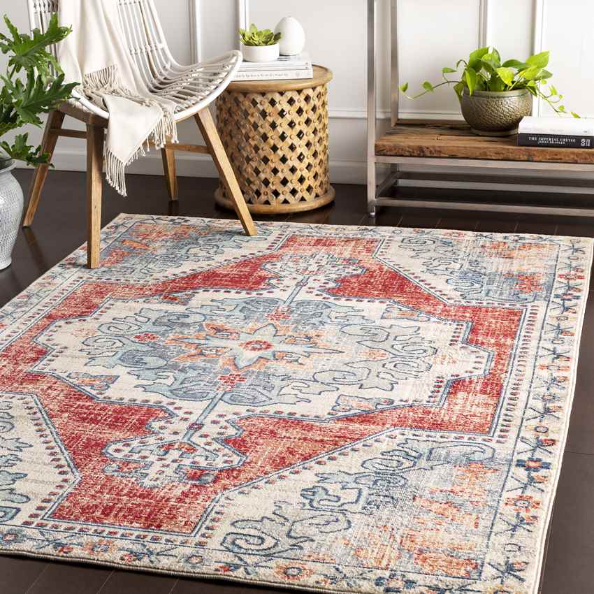 Henry Traditional Bright Red Area Rug