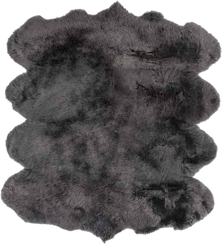 Forbach Hide Leather and Fur Charcoal Area Rug