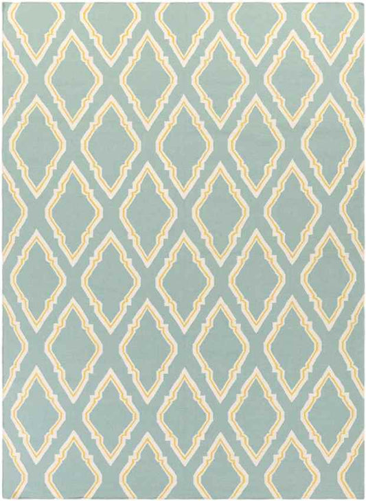 Duval Modern Aqua/Mustard Area Rug