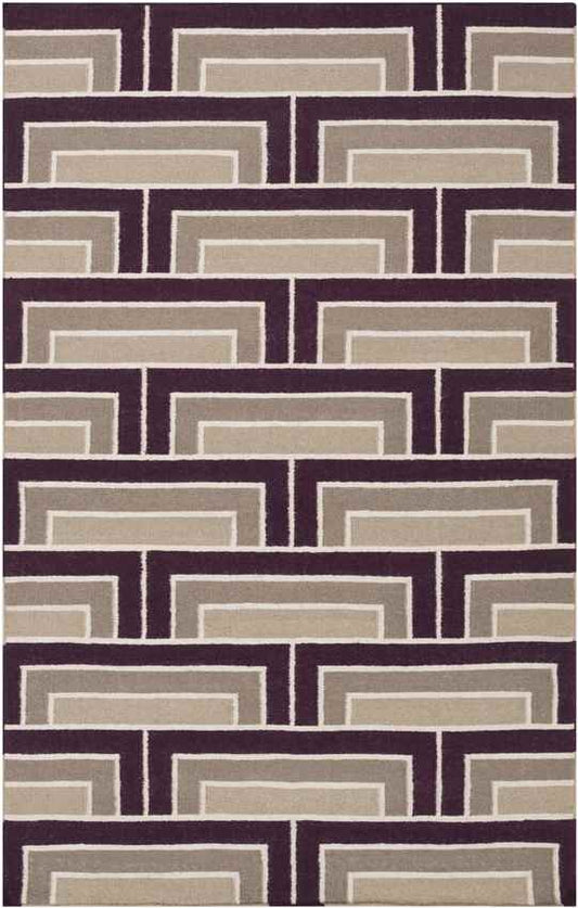 Opelika Modern Orange/Purple/Beige Area Rug