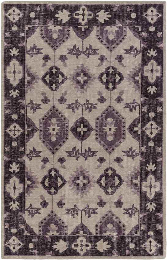 Plainville Traditional Eggplant/Beige Area Rug