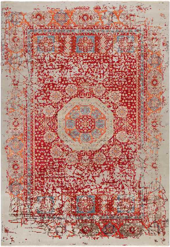 Newhaven Traditional Bright Red Area Rug