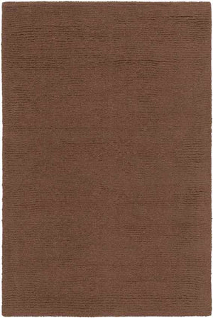 Rennes Solid and Border Dark Brown Area Rug