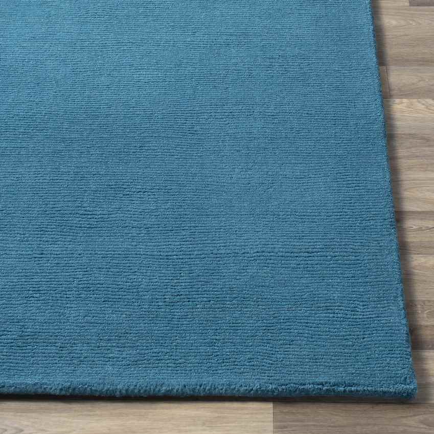 Rennes Solid and Border Bright Blue Area Rug