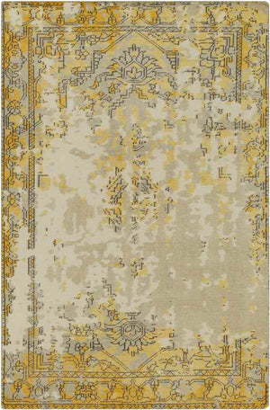 Barren Traditional Bright Yellow Area Rug