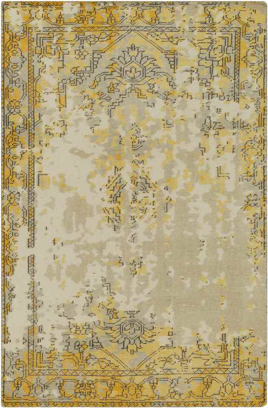 Barren Traditional Bright Yellow Area Rug