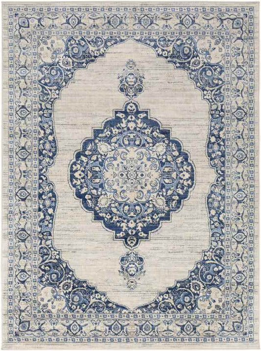 Stiem Traditional Navy Area Rug