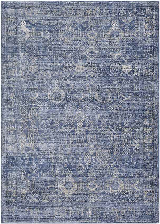 Garminge Traditional Bright Blue Area Rug