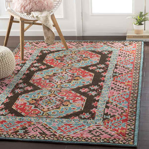 Fifine Traditional Bright Pink Area Rug