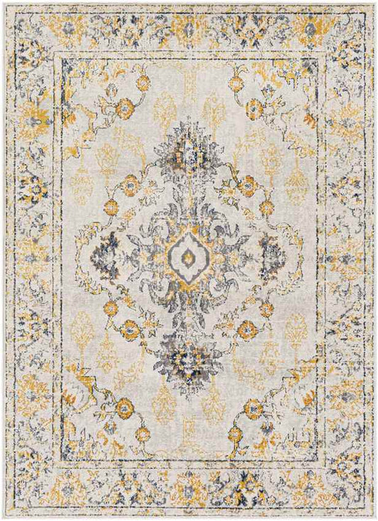 Burum Traditional Yellow Area Rug
