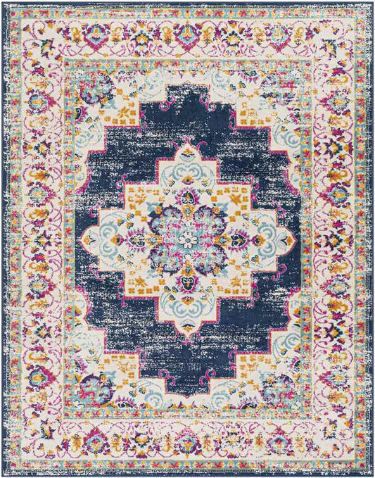 Zwilbroek Traditional Denim Area Rug