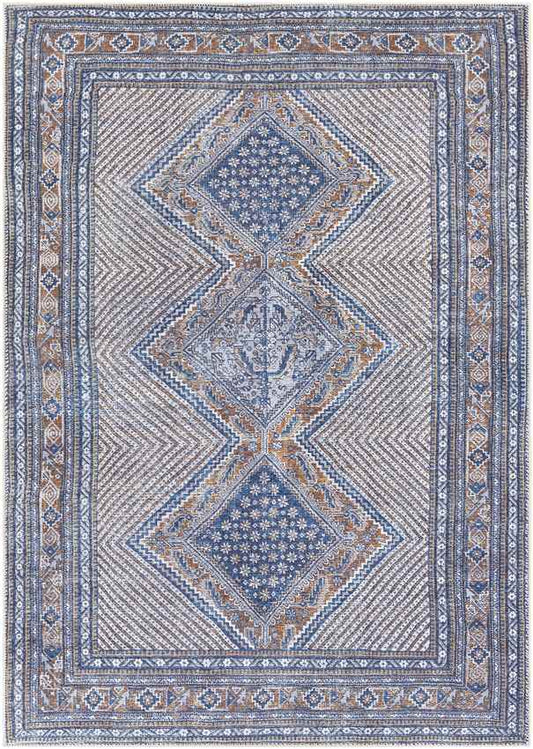 Limmen Traditional Navy Washable Area Rug