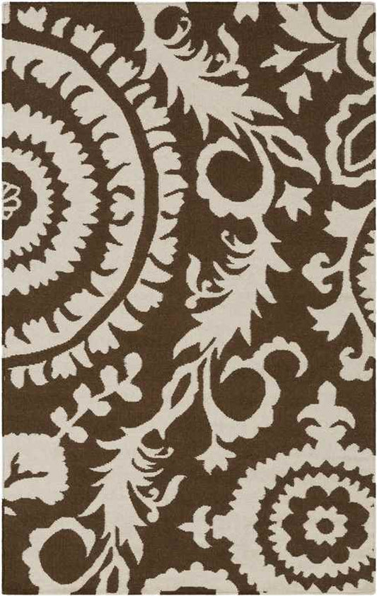 Kaathoven Traditional Dark Brown/Ivory Area Rug