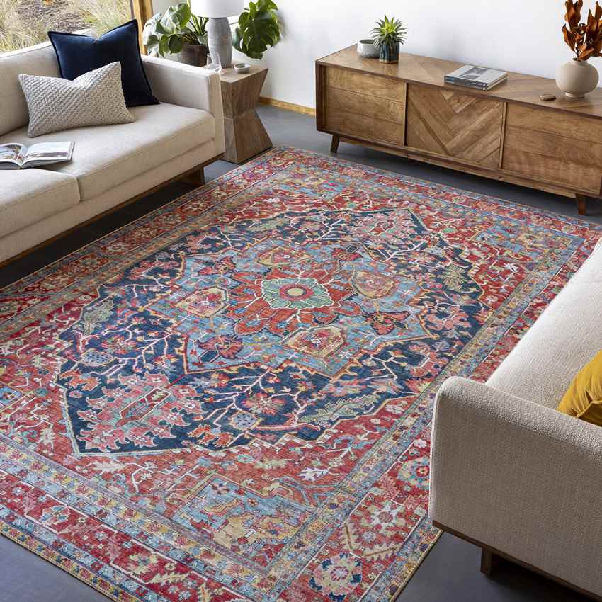 Linden Traditional Bright Red Rug - Vibrant & Elegant