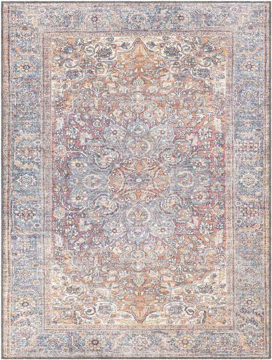 Oak Grove Traditional Burnt Orange Washable Area Rug