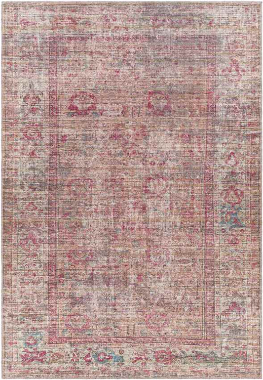 Mecca Traditional Dark Coral Washable Area Rug